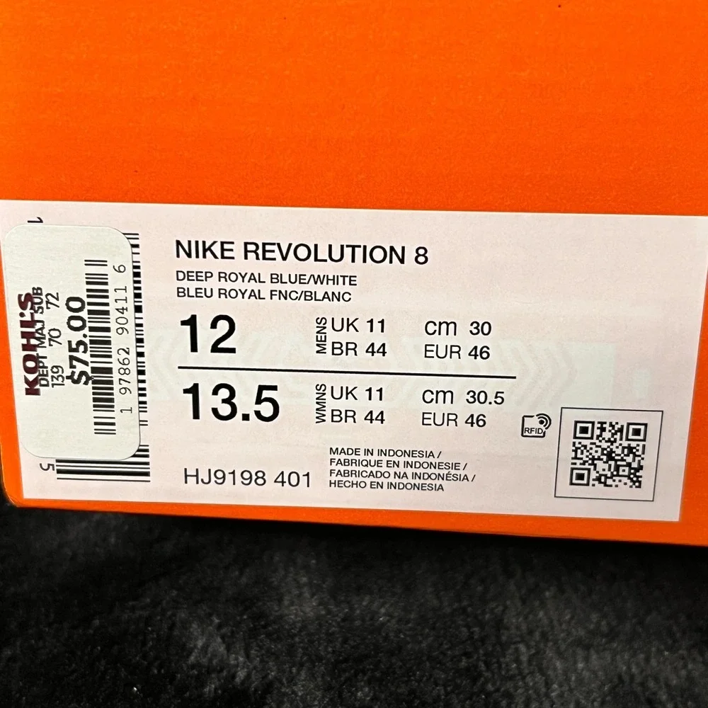 Nike Revolution 8 HJ9198-401 Sneakers Mens US 12 Royal Blue White‎ Running Shoes